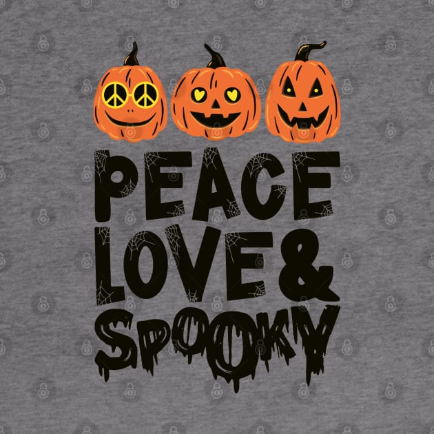 Peace Love & Spooky Hippie Halloween Pumpkins Jack O Lantern by August Design